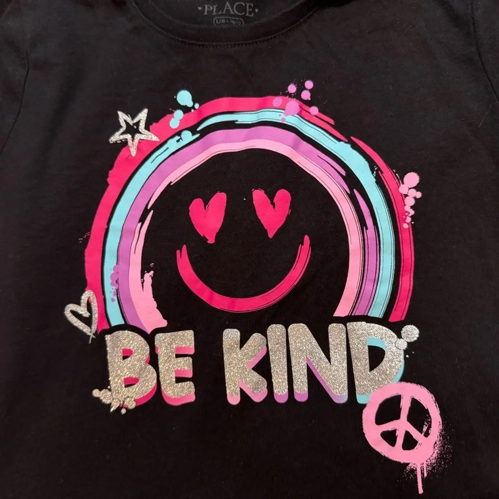 The Children’s Place Girls Be Kind‎ Rainbow Glitter Tee Size 10/12